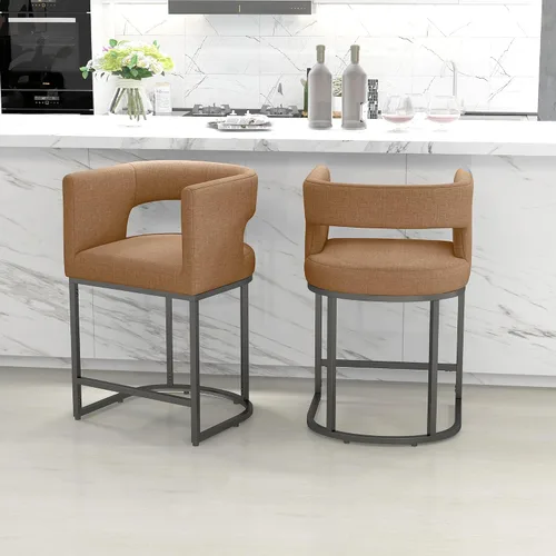 Vista 8 de ABET 26" Linen Counter Height Bar Stools Set of 1 for Kitchen Island, Brown