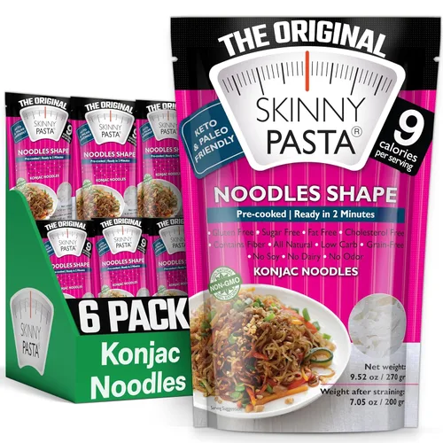 Vista 10 de Fideos konjac Skinny Pasta, 9.52 onzas, 100 % libre de olor, fideos shirataki, alimentos bajos en calorías, pasta saludable para dieta