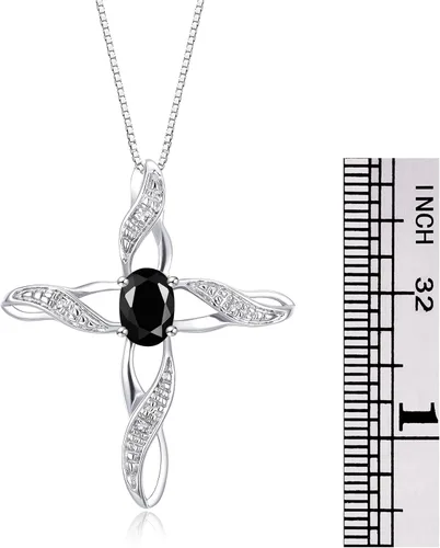 Vista 3 de Rylos Collar de plata de ley 925 con colgante de piedras preciosas y diamantes con cadena de 18 pulgadas, piedra natal de 0.276 x 0.197 in, joyería