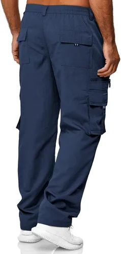 Vista 4 de THWEI Pantalones cargo para hombre, estilo casual, de algodón, con múltiples bolsillos, para senderismo, trabajo