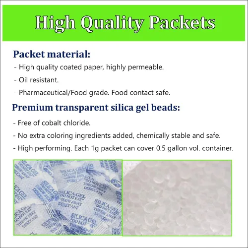 Vista 2 de Paquetes de desecantes de gel de sílice premium de 0.04 oz, 100 paquetes absorbentes de humedad, deshumidificador resistente al aceite, alimentos