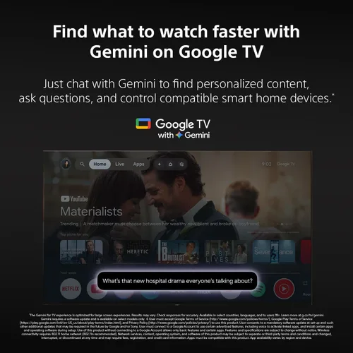Vista 10 de Sony 65 pulgadas BRAVIA 6 OLED 4K HDR Smart Google TV con Gemini (K-65A60)