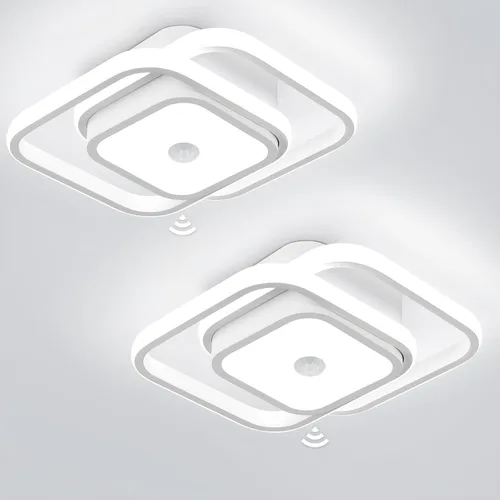 Vista 12 de Lámpara de techo LED con sensor de movimiento de 12.6 pulgadas para interiores, 36 W 6000 K, lámpara de techo blanca de montaje empotrado moderna