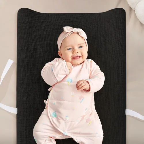 Vista 7 de Pro Goleem Funda de muselina para cambiador de pañales para niños y niñas, suave y transpirable, de algodón, para cambiador, color neutro, 1 paquete