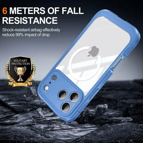 Vista 12 de TOPF&B Funda magnética para iPhone 16, compatible con MagSafe, cubierta completa de 360 grados, protector de pantalla de privacidad integrado