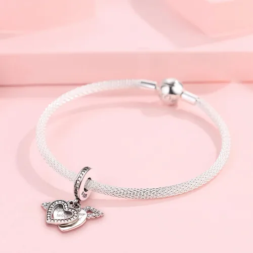 Vista 2 de Dazlily Dijes de globo de aire caliente de girasol para mejor amiga, se adapta a pulseras, collar de plata de ley 925 con dije de corazón