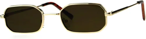 Vista 2 de SA106 Gafas de sol rectangulares hippie con borde de metal estrecho para hombre