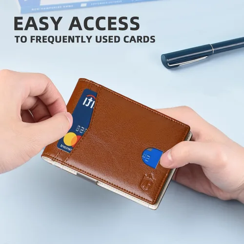 Vista 125 de Zitahli - Carteras delgadas con clip para dinero para hombre, tarjetero minimalista, de cuero, plegable, con bloqueo RFID, cartera de bolsillo