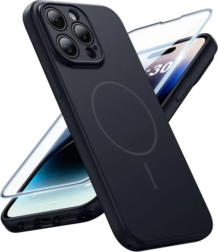 Vista 55 de FNTCASE Funda para iPhone 14 Pro Max color azul: [compatible con Magsafe] Funda magnética mate sólida con [protección completa de la cámara]