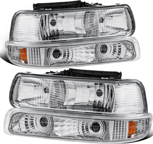 Vista 8 de MOSTPLUS Conjunto de faros delanteros compatible con Chevrolet Silverado 1500 2500 2000-2006 Suburban 1500 2500 1999-2002 con carcasa negra/lente