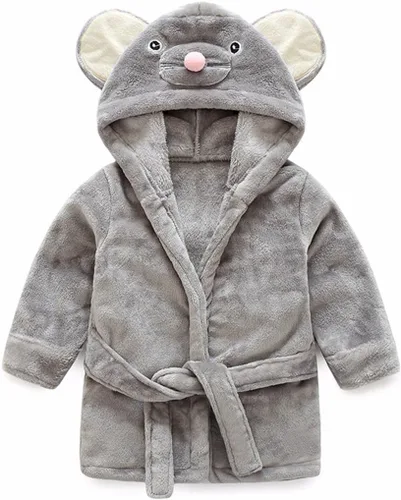 Vista 7 de Bata con capucha para niños y niñas, de forro polar, suave, pijama, ropa de dormir Beige