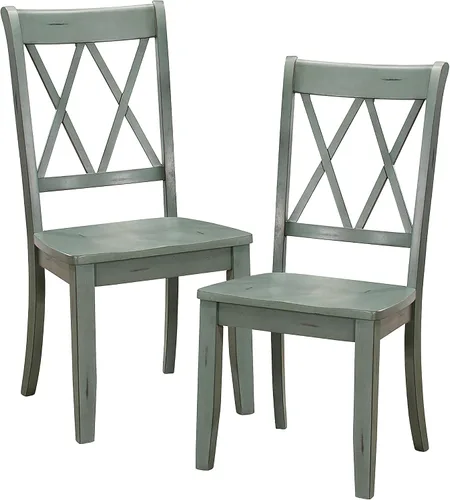 Vista 15 de Lexicon Silla de comedor de madera estilo granja, juego de 2, respaldo cruzado doble, sillas rústicas sin brazos, muebles de cocina y comedor, Negro
