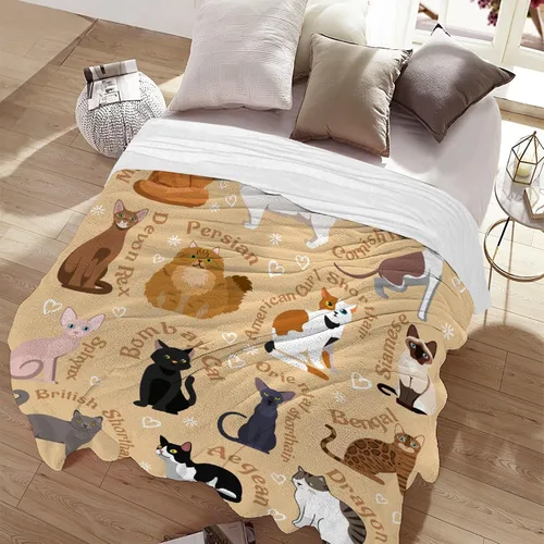 Vista 9 de Manta de gatos para amantes de los gatos - 40x50 pulgadas, mantas de franela suaves con patrón de gatos lindos, acogedoras, para gatos de raza