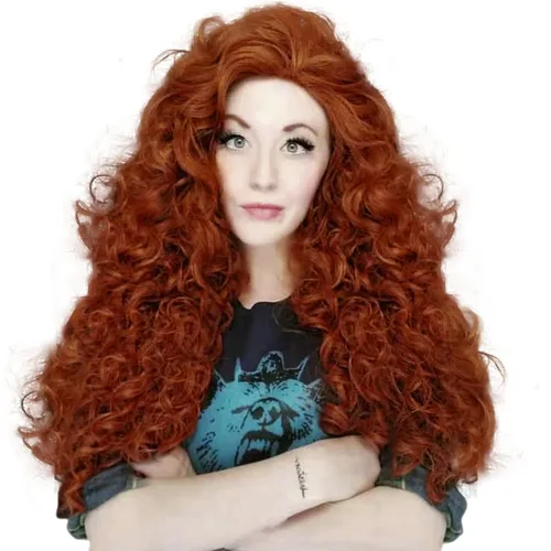 Vista 3 de Anogol D0048 red para cabello + peluca rizada para fiesta de disfraces y cosplay