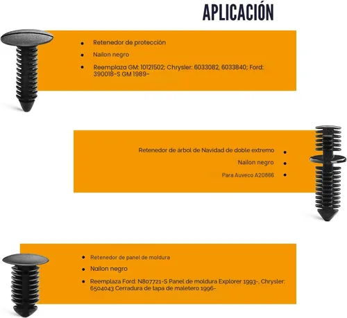 Vista 8 de GOOACC 146 piezas de retenedor de protección de parachoques de nailon y clips de retención de árbol de Navidad de doble extremo, retenedor universal