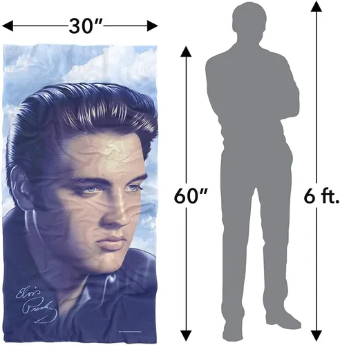 Vista 6 de Trevco Elvis Presley Big Portrait - Toalla de playa con licencia oficial de 30 x 60 pulgadas