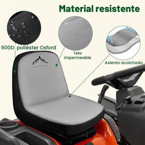 Vista 4 de Himal - Funda de asiento para cortacésped, resistente a la intemperie Gris