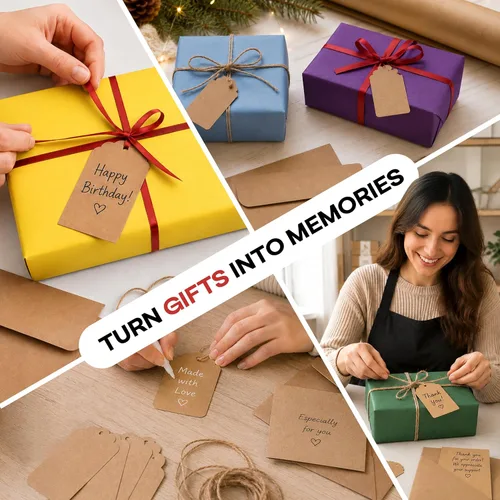 Vista 5 de Assorted Colors Kraft Wrapping Set of 10 Rolls 12"x100' + 8 Accessory Types USA-Made Natural Multi-Color Kraft Paper Kit for Holidays & Special