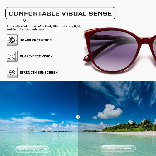 Vista 75 de Gafas de sol de moda ojo de gato para las mujeres moda Cateye UV400 protección gafas CL22017