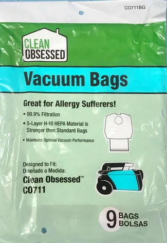Vista 2 de Clean Obsessed Paquete de 9 bolsas de micro vacío para aspiradora de recipiente CO711