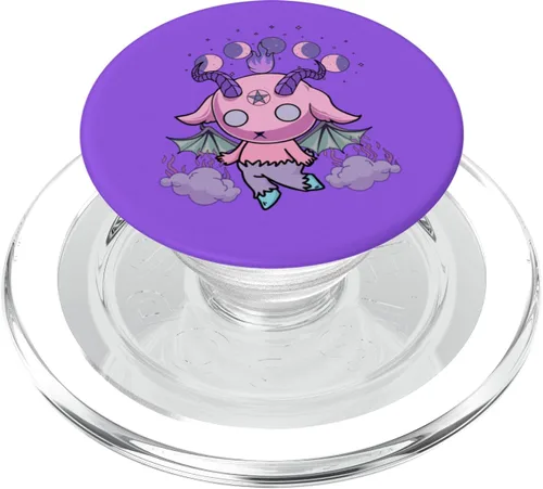 Vista 7 de Pastel Goth Kawaii Baphomet Anime Creepy Cute Pink PopSockets púrpura intercambiable PopGrip