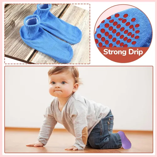 Vista 2 de 7 pares de calcetines antideslizantes para niños y niñas pequeños