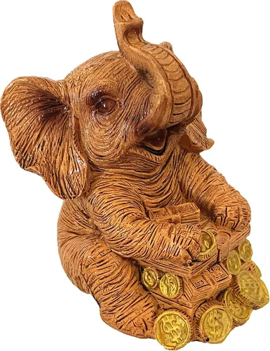 Vista 3 de Betterdecor Figura de estatua de elefante de la suerte de Feng Shui, decoración para el hogar y la oficina para la riqueza (STACKM)