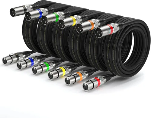 Vista 13 de EBXYA Paquete de 10 cables XLR de 3 pies - Cables de micrófono equilibrados DMX macho a hembra Cables de conexión premium, 3 pines