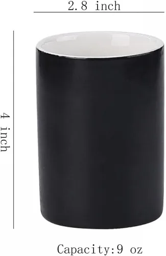 Vista 2 de Gaolinci 2 tazas de baño, soporte para cepillos de dientes de cerámica, vaso de 9 onzas