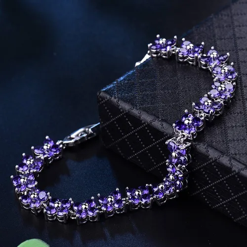 Vista 7 de GULICX - Pulsera de tenis con cristales de Swarovski y cristales redondos chapados en oro