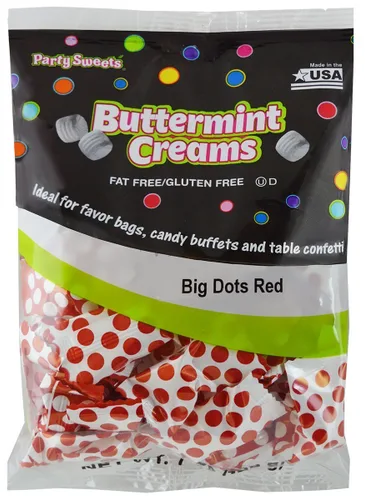 Vista 2 de Party Sweets Mentas rojas Big Dots de Hospitality Mints, Appx 300, blanco, 7 onzas, paquete de 6