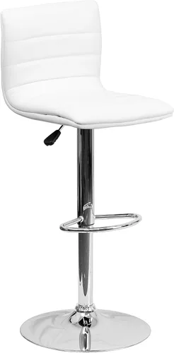 Vista 18 de Flash Funiture silla de bar ajustable con base cromada, Vinilo, Gris