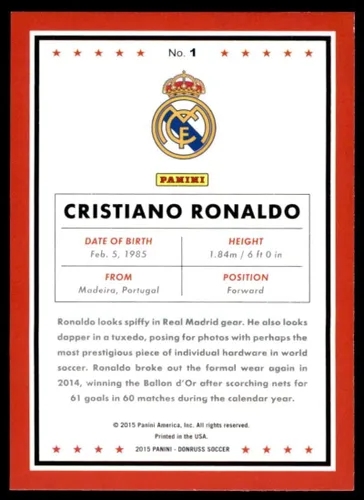 Vista 2 de 2015 Donruss #1 Cristiano Ronaldo NM-MT