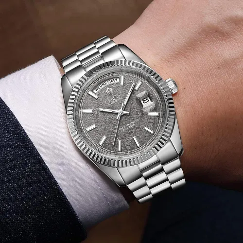 Vista 5 de CADISEN Reloj mecánico automático de acero inoxidable de lujo de marca impermeable de 328.1 ft para hombre de diseño H0mage