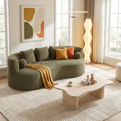 Vista 23 de Silla giratoria naranja con forma de barril, moderno círculo redondo individual con almohada para sala de estar, dormitorio, espacio pequeño, tela