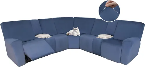 Vista 55 de HDCAXKJ Fundas de sofá seccional reclinable de terciopelo, cubierta de sofá seccional en forma de L, lavable, elástica, suave, para rincón