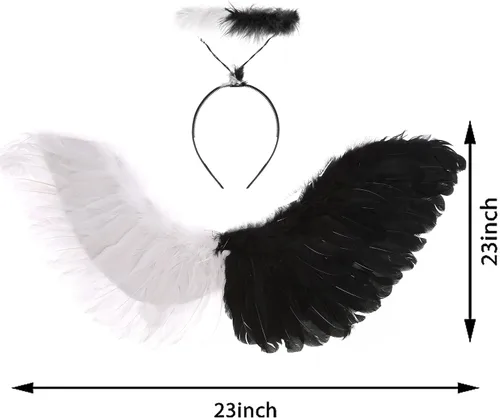 Vista 2 de Vestido de ángel caído de Halloween para niñas, disfraz de ángel oscuro con diadema y alas