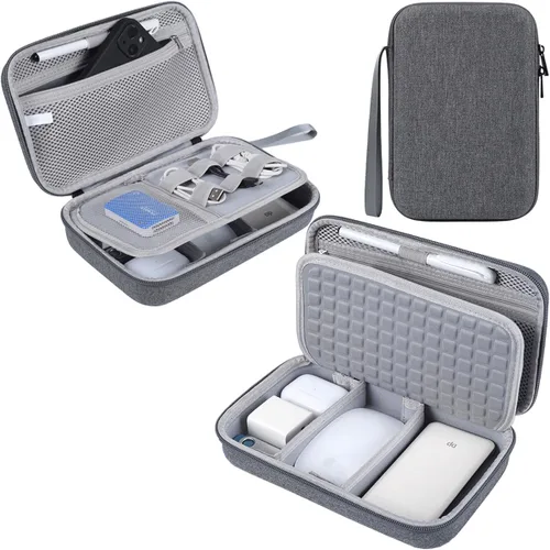 Vista 8 de Estuche organizador electrónico de viaje rígido para adaptadores de carga de MacBook, cables, banco de energía, ratón mágico Apple, lápiz Apple