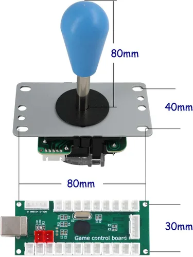 Vista 6 de SJJX Arcade Game 2 Player Controller DIY Kit Botones con Logo Moneda X Y Start Select 8 Way Joystick USB Encoder para PC MAME Raspberry Pi