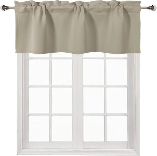 Vista 69 de DWCN Cenefa para ventana de cocina, con bolsillo para barra, para ventana, sala de estar/sótano, 36 x 16 pulgadas de largo, 1 panel, beige