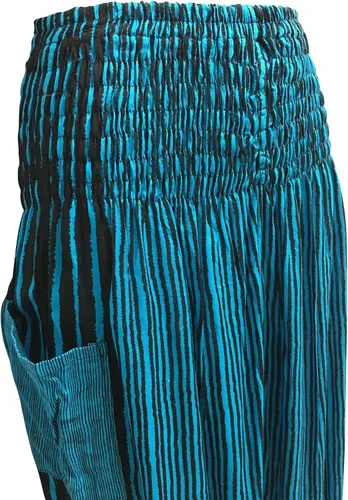 Vista 2 de Pantalones de harén de algodón de yoga con estampado de rayas étnicas gitanas de Bohemia india