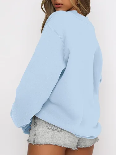 Vista 2 de ANRABESS Sudadera de manga larga para mujer, casual, cuello redondo, ajuste holgado, sudadera con capucha de forro polar para otoño