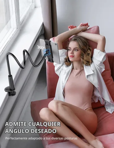 Vista 5 de SHAWE Soporte de teléfono con cuello de cisne, soporte flexible para tableta para cama, soporte de brazo perezoso ajustable 360 para iPad Air Pro