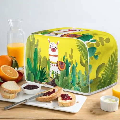 Vista 5 de ZDCUSTOM Bonita funda para tostadora de cactus de alpaca para cocina, cubierta para tostadora con estampado de cactus de alpaca de 2 rebanadas