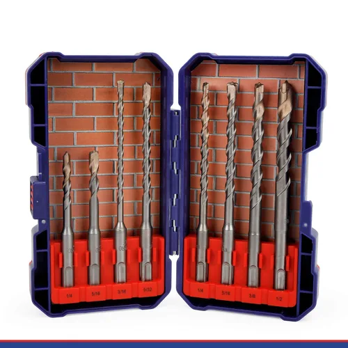 Vista 4 de WORKPRO SDS-Plus Juego de brocas de 8 piezas, punta de carburo, SDS+ Juego de brocas de martillo giratorio con estuche de almacenamiento