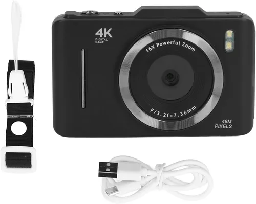 Vista 8 de Yunseity Cámara digital 4K, cámaras de pantalla HD de 48 MP de 2.8 pulgadas para fotografía, enfoque automático y antivibraciones, cámara compacta