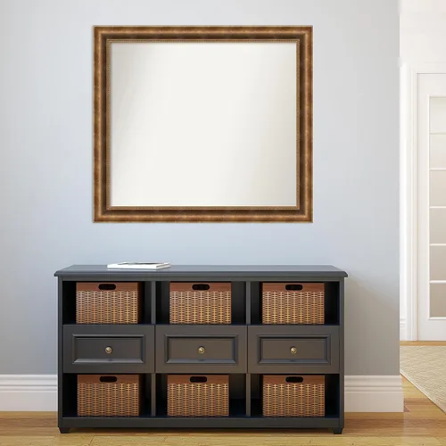 Vista 769 de Amanti Art Espejo de pared personalizado no biselado (25 x 25 pulgadas), marco de bronce acentuado, varios tamaños personalizados, espejo de baño