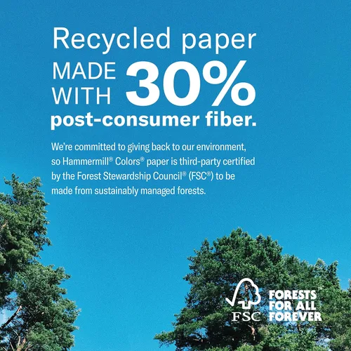 Vista 5 de Hammermill - Papel de color, papel de impresora color canario de 20 libras, 3 orificios, 1 resma (500 hojas), fabricado en los Estados Unidos, papel