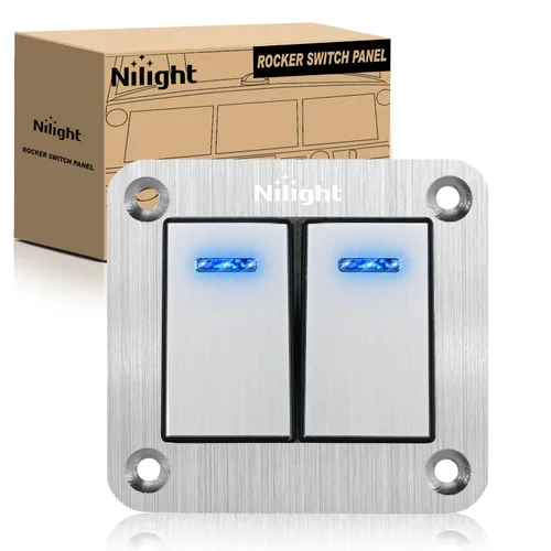 Vista 46 de Nilight Panel de Interruptores Basculantes de 2 Posiciones con Luz LED Naranja, 5 Pines On/Off, Interruptores Basculantes de Aluminio Precableados