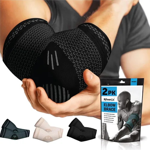 Vista 9 de POWERLIX - Codera de compresión para el codo - Manga de compresión para tendinitis, codo de tenista y tratamiento para el codo de golfista